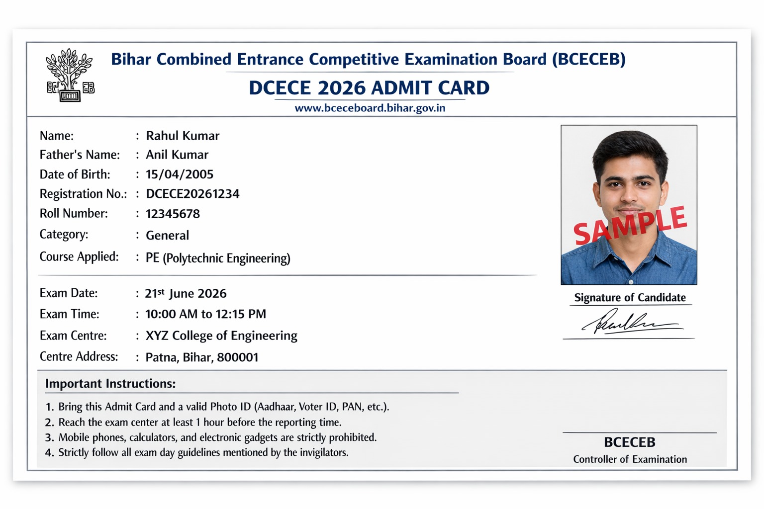 “DCECE Admit Card 2026 download”