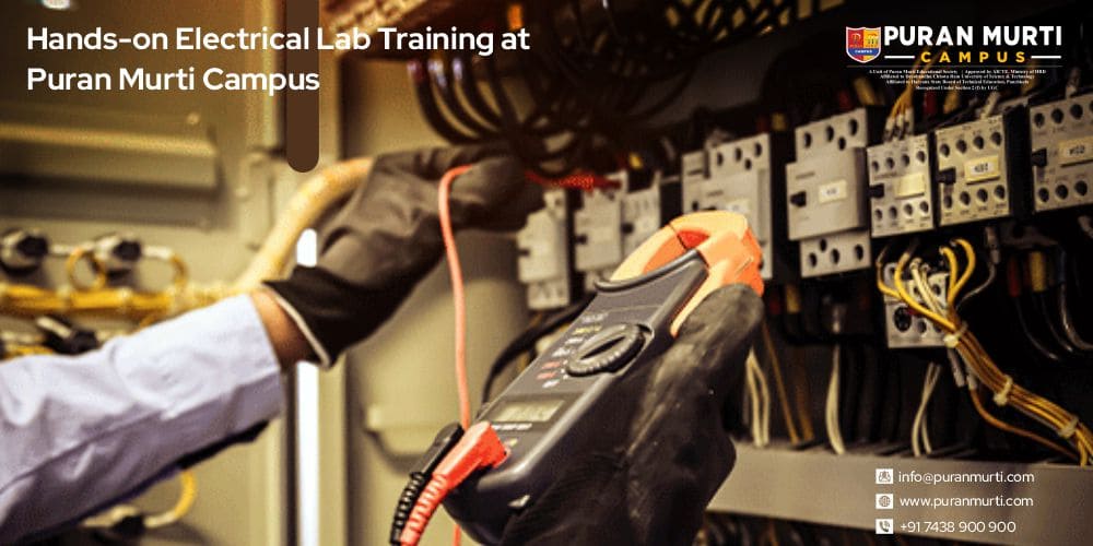 Students performing experiment at Puran Murti lab